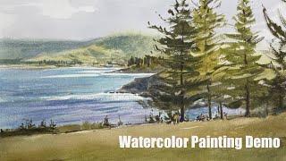 Painting a seascape . A watercolor demonstration