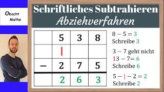 Schriftliches Subtrahieren | Abziehverfahren (Bayern) | Klasse 4 und 5 |  ObachtMathe