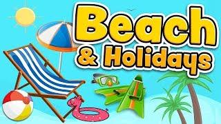 Beach and summer holidays vocabulary in English for kids