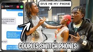 Making Couples Switch Phones  *LOYALTY TEST Valentine's Day* NYC PUBLIC INTERVIEW