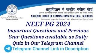 NEET PG 2024 Important Questions and Previous Year Questions as Daily Quiz #neetpg2024 #neetpg