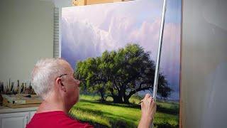 Landscape oil painting from start to finish [Tree and Clouds Demo]