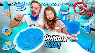 24 HORAS COMENDO SÓ COMIDA AZUL  - PAI TAMBÉM VLOGA