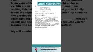 Request Letter for Certificate Replacement - Sample Letter Requesting for Replacement of Certificate