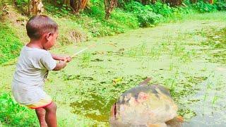 Best Hook Fishing 2021 Amazing Little Boy Hunting Fish By Fish Hook From Beautiful Nature(Part~02)