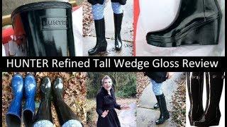 Hunter Refined Tall Wedge Gloss Rain Boot Review! Ugg Shaye vs Original Hunter vs Tall Refined Wedge