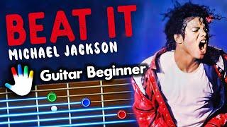 Beat It Guitar Lessons for Beginners Michael Jackson Tutorial | Easy Chords + Lyrics + Backing Track