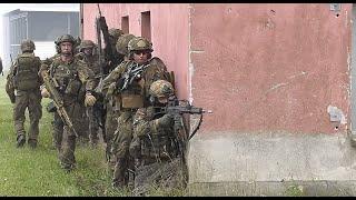 German Army Fallschirmjäger (Paratroopers) Storm Village During Urban Combat Training