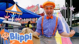 Blippi Rides Roller Coasters At The Fun Spot Theme Park! | Educational Videos For Kids