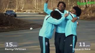 Азар/Аке vs Виллиан/Реми: Футбольный вызов. Hazard, Willian, Ake and Remy take on the challenge