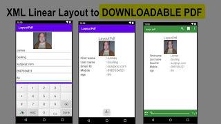 Android Studio | xml LinearLayout To downloadable PDF file | send data and download pdf file