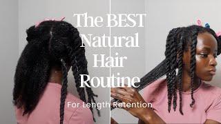 The BEST natural hair routine for length retention | How I grew my hair PAST my waist!