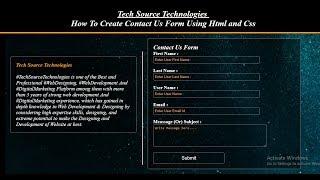 Transparent Contact Us Form Using Html and Css | Contact Form With Transparent Background In Html