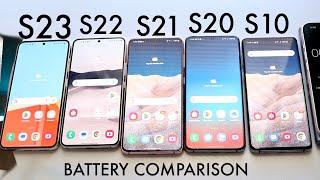 Samsung Galaxy S23 Vs Galaxy S22 Vs Galaxy S21 Vs Galaxy S20 Vs Galaxy S10 Battery Comparison!