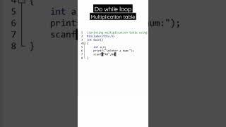 print multiplication table | do while loop | #shorts #clanguage #cprogramming