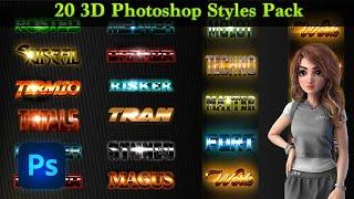 20 Photoshop Styles Pack Free Download | Stylish Text Effects