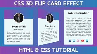 Animated 3D Flip Card Animation on Hover with HTML & CSS