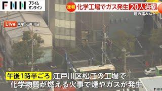 工場で化学物質が燃える火事でガスが発生　約20人が目などに痛み訴え　東京・江戸川区