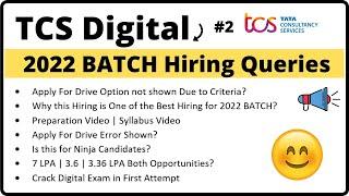 TCS Digital 2022 BATCH Hiring Most Asked Queries | Apply for Drive Error | Ninja Offer or NOT PART-2