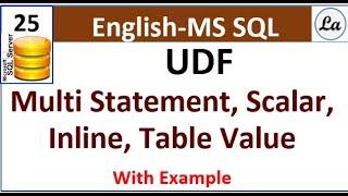 SQL User Defined Functions | UDF in SQL |Table Valued Functions