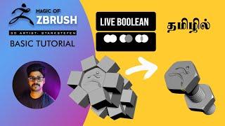 HOW  to use  LIVE BOOLEAN in ZBRUSH tutorial / in tamil by starkstefen 3d