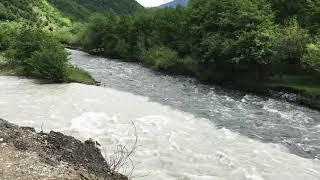 2 farklı nehrin birleşip birbirine karışmadan aktığı yer ( Gürcistan - Aragvi nehri )