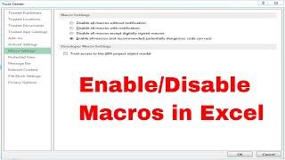 How to Enable macro in excel? | Enable macro in Excel | Disable macro in Excel