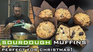 Jumbo Sourdough Muffins with Cranberries, White Chocolate & Pistachio | Perfect Christmas Treat