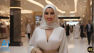 4K AI Art Lookbook Video of Arabian AI Girl ｜Mall Walk of Iraqi Hijab girl with Modest Dress