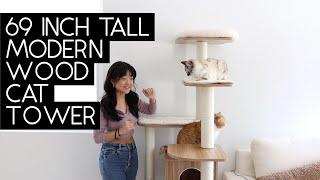 TANGKULA Modern Wood Cat Tree Assembly | Sven and Robbie