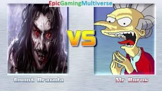 Vampire Burns VS Count Dracula The Vampire On Hardest Difficulty In A MUGEN Match / Battle / Fight