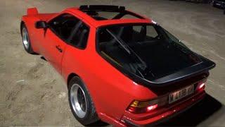 1982 Red Porsche 944 with Manual Tilt Sunroof at Night