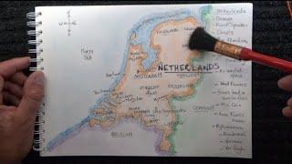 ASMR - Combined Map Drawing of The Netherlands - Australian Accent - Chewing Gum & Quietly Whisper