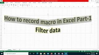 How to record macro in Excel Filter data Part-1