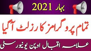 AIOU BA B.com BS B.ed Result Spring 2021 Announced || AIOU Result Spring 2021