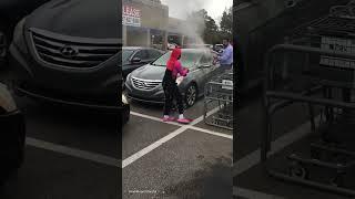 grocery store manager breaks window  #car #viralvideo