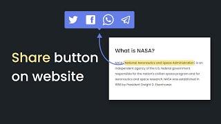 How To Add Share Button on Website | Share Selected Text Using HTML CSS & JavaScript