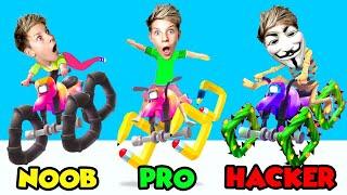 Can We Go NOOB vs PRO vs HACKER In SCRIBBLE RIDER!? (UNLOCKING THE BEST WHEELS!!) Prezley