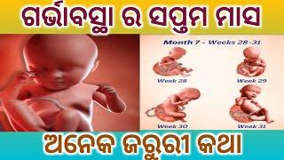 ପ୍ରେଗେନ୍ସି ର ସପ୍ତମ ମାସ। 7 month pregnancy or 28 weeks pregnant symptoms and baby growth। Odia tips