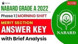 NABARD Grade A 2022 | Phase 1 Morning Shift Paper Analysis | GA,ESI,ARD | Merit Section Answer Key