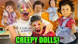 CREEPY DOLLS in OUR HOUSE! CAN Aubrey & Caleb ESCAPE the CRAZY DOLLS from the DOLL MAKER!