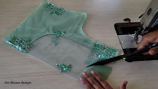 Net blouse design | Cutting and stitching