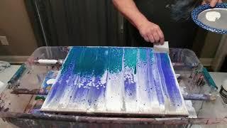 6. 2x2 Blue/Green and Silver Swipe Acrylic Pour