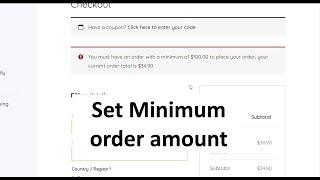 How to set minimum order amount in woocommerce