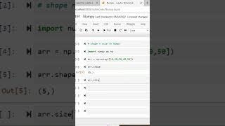 Finding out shape and size of an array using Numpy