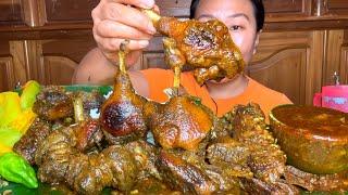 Duck Curry , Boiled Pumpkin, Extra Duck Curry Gravy And Raw Veggies Mukbang