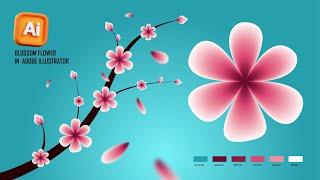 Blossom flower design in Illustrator | Cherry Blossom Design | Adobe Illustrator