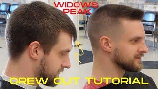 BARBER TUTORIAL: How to cut straight hair, widows peak fix and tight fade crew cut.