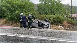 Kastamonu Tosya Yolunda Korkutan Kaza: Takla Atan Araçtan Dumanlar Yükseldi