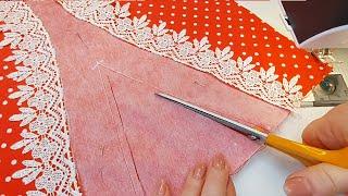 ⭐Cut the neck with lace this way if you want to sew easily